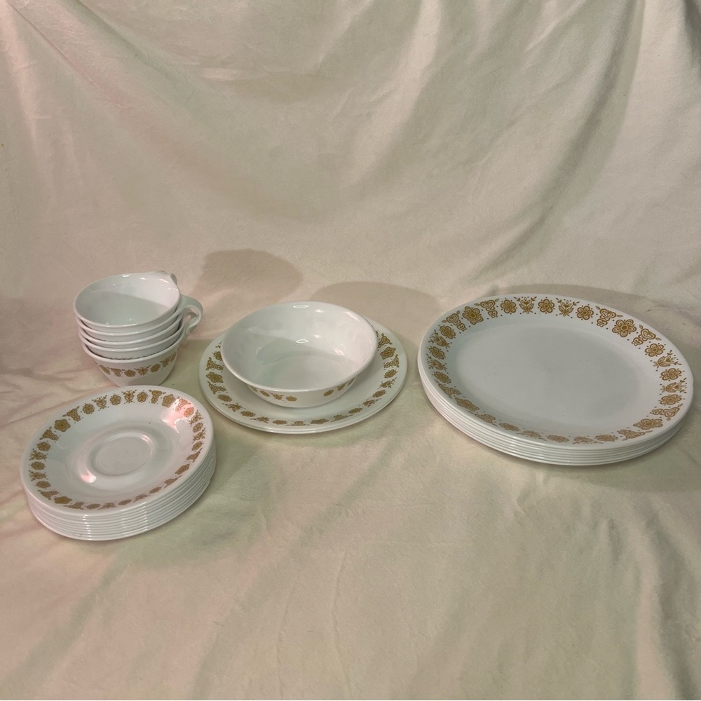 Corelle Gold Butterly Dinnerware and Tea Set